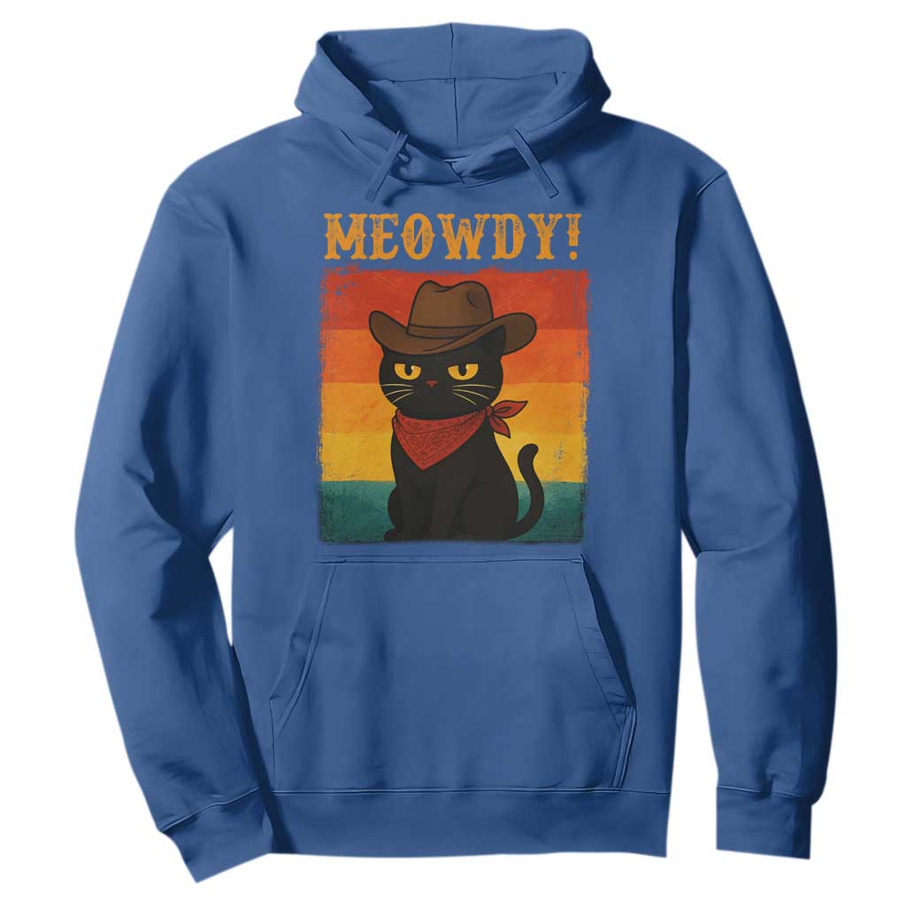 Meowdy Cowboy Cat Hoodie Cute Black Kitten Country Western TS14 Royal Blue Print Your Wear