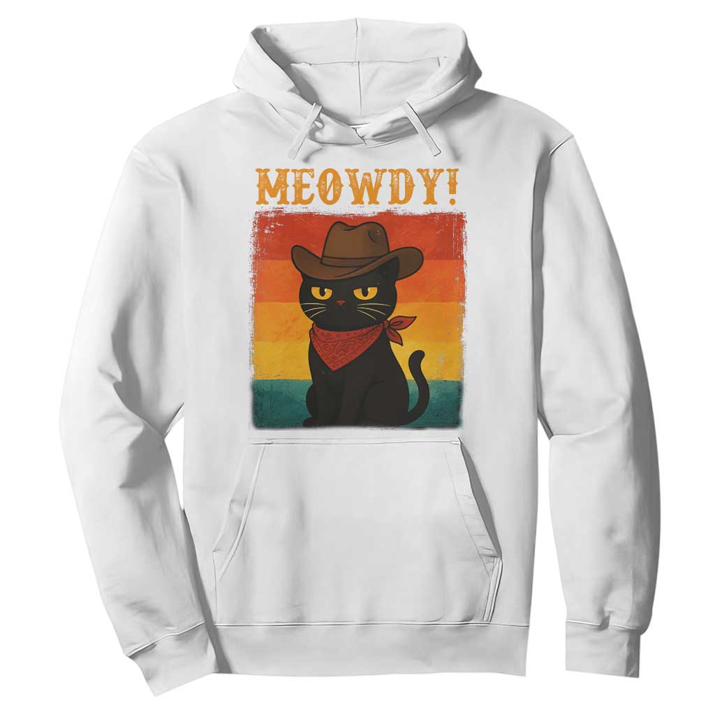 Meowdy Cowboy Cat Hoodie Cute Black Kitten Country Western TS14 White Print Your Wear