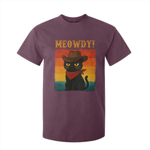 Meowdy Cowboy Cat T Shirt For Kid Cute Black Kitten Country Western TS14 Maroon Print Your Wear