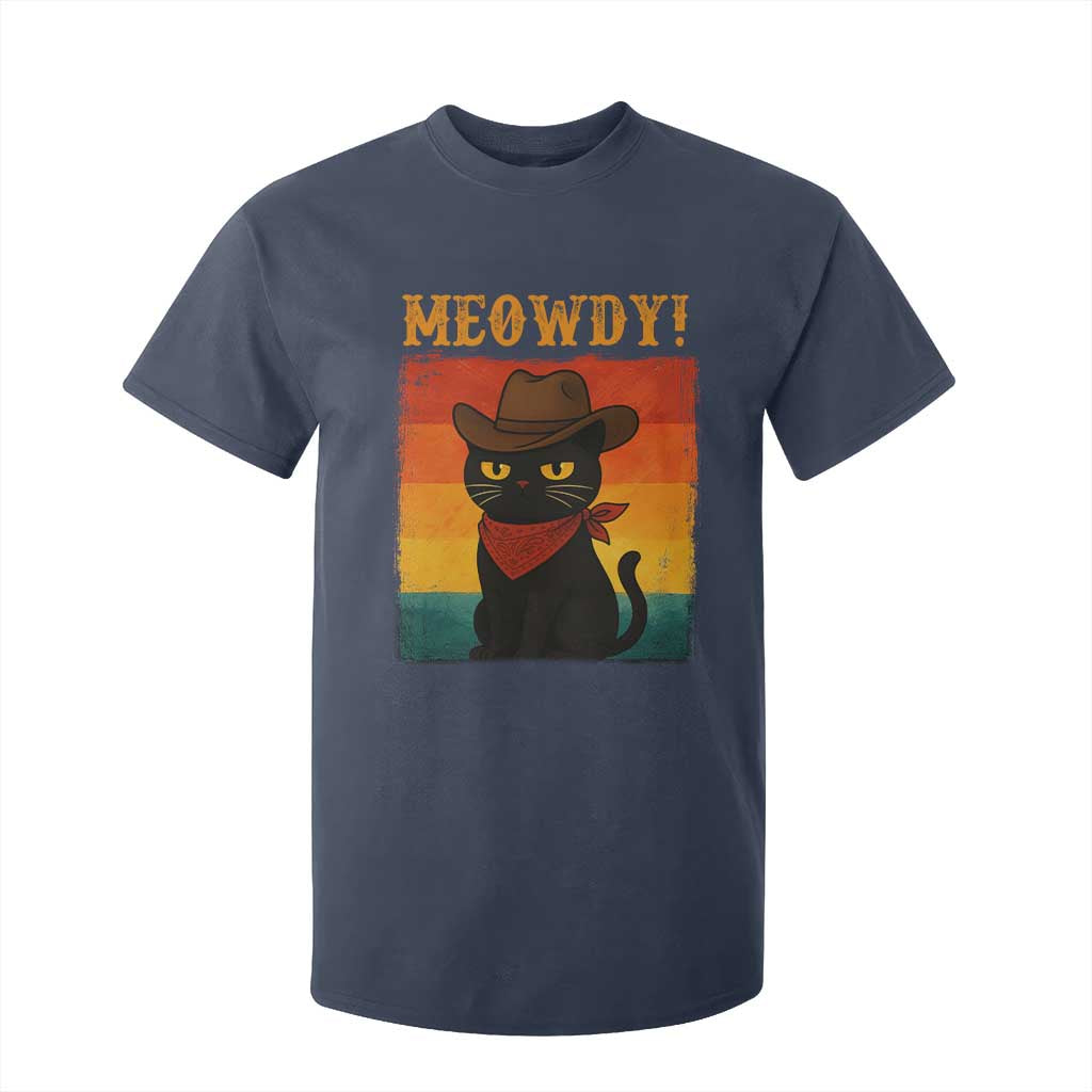 Meowdy Cowboy Cat T Shirt For Kid Cute Black Kitten Country Western TS14 Navy Print Your Wear
