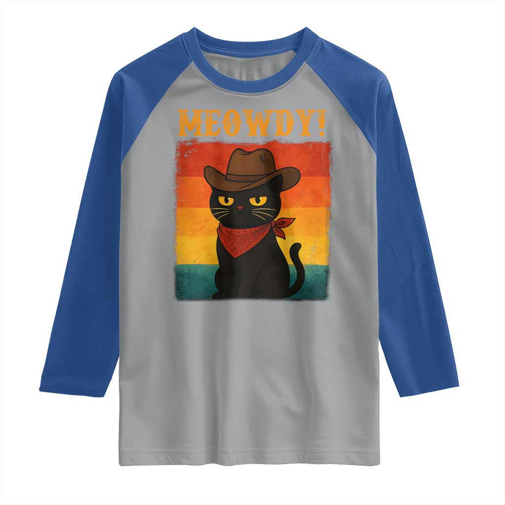 Meowdy Cowboy Cat Raglan Shirt Cute Black Kitten Country Western TS14 Sport Gray Royal Print Your Wear