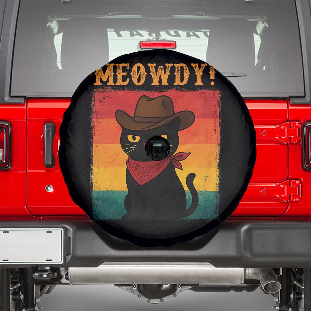 Meowdy Cowboy Cat Spare Tire Cover Cute Black Kitten Country Western TS14 Black Print Your Wear