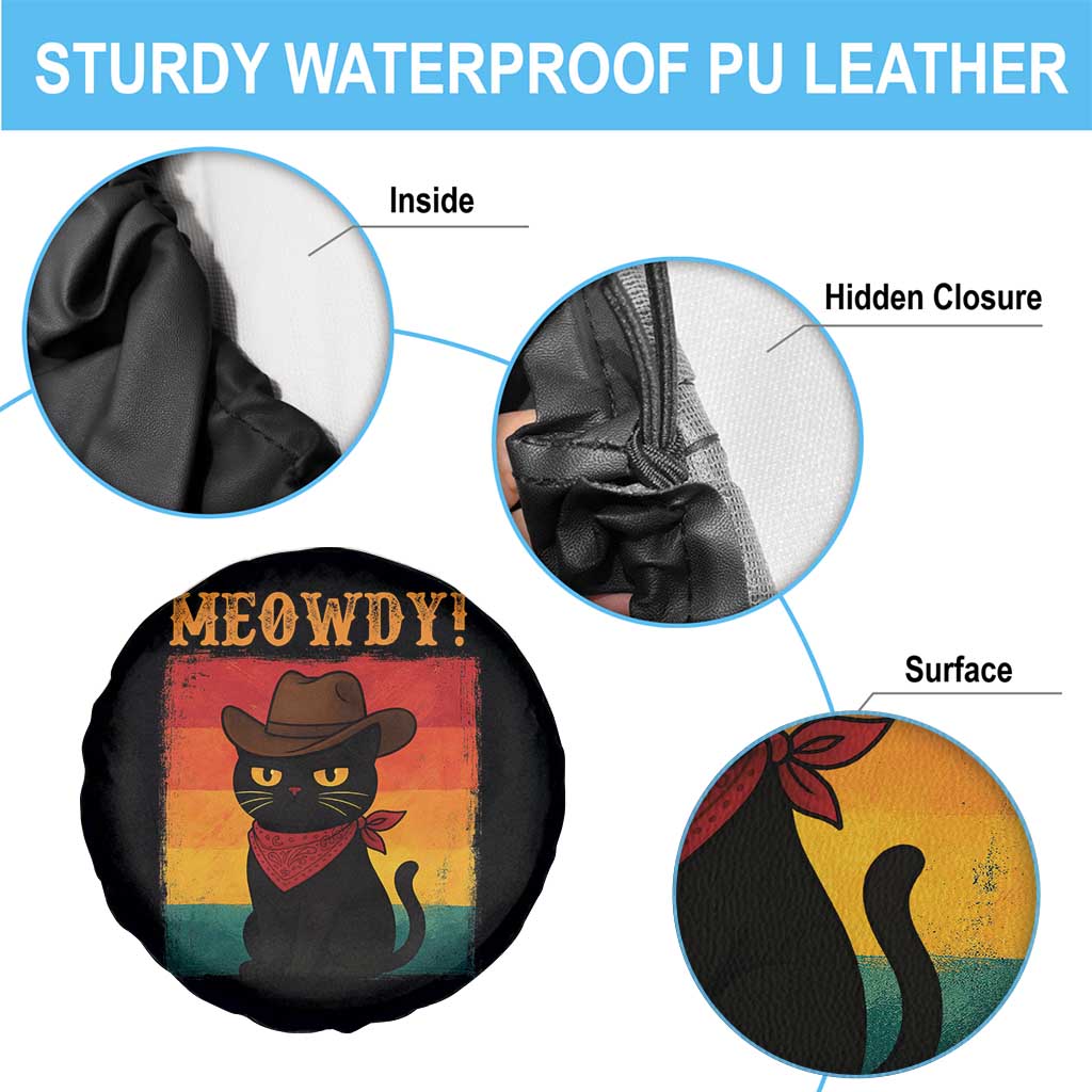 Meowdy Cowboy Cat Spare Tire Cover Cute Black Kitten Country Western TS14 Print Your Wear