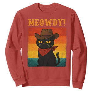 Meowdy Cowboy Cat Sweatshirt Cute Black Kitten Country Western TS14 Red Print Your Wear