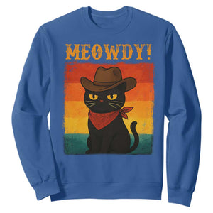 Meowdy Cowboy Cat Sweatshirt Cute Black Kitten Country Western TS14 Royal Blue Print Your Wear