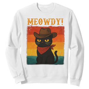 Meowdy Cowboy Cat Sweatshirt Cute Black Kitten Country Western TS14 White Print Your Wear