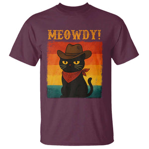 Meowdy Cowboy Cat T Shirt Cute Black Kitten Country Western TS14 Maroon Print Your Wear