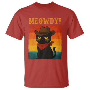 Meowdy Cowboy Cat T Shirt Cute Black Kitten Country Western TS14 Red Print Your Wear