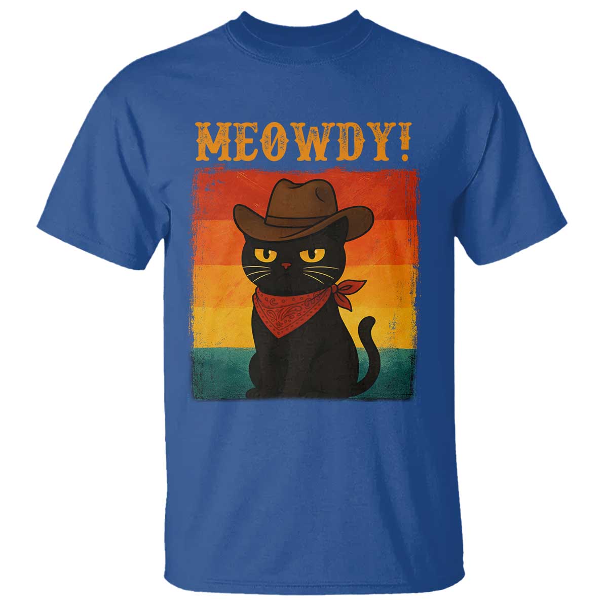 Meowdy Cowboy Cat T Shirt Cute Black Kitten Country Western TS14 Royal Blue Print Your Wear