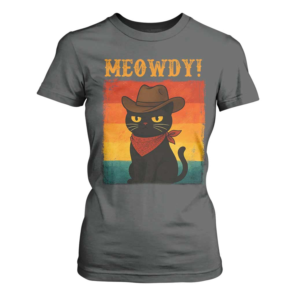 Meowdy Cowboy Cat T Shirt For Women Cute Black Kitten Country Western TS14 Dark Heather Print Your Wear