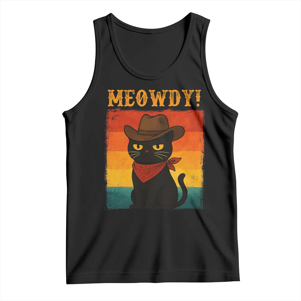 Meowdy Cowboy Cat Tank Top Cute Black Kitten Country Western TS14 Black Print Your Wear