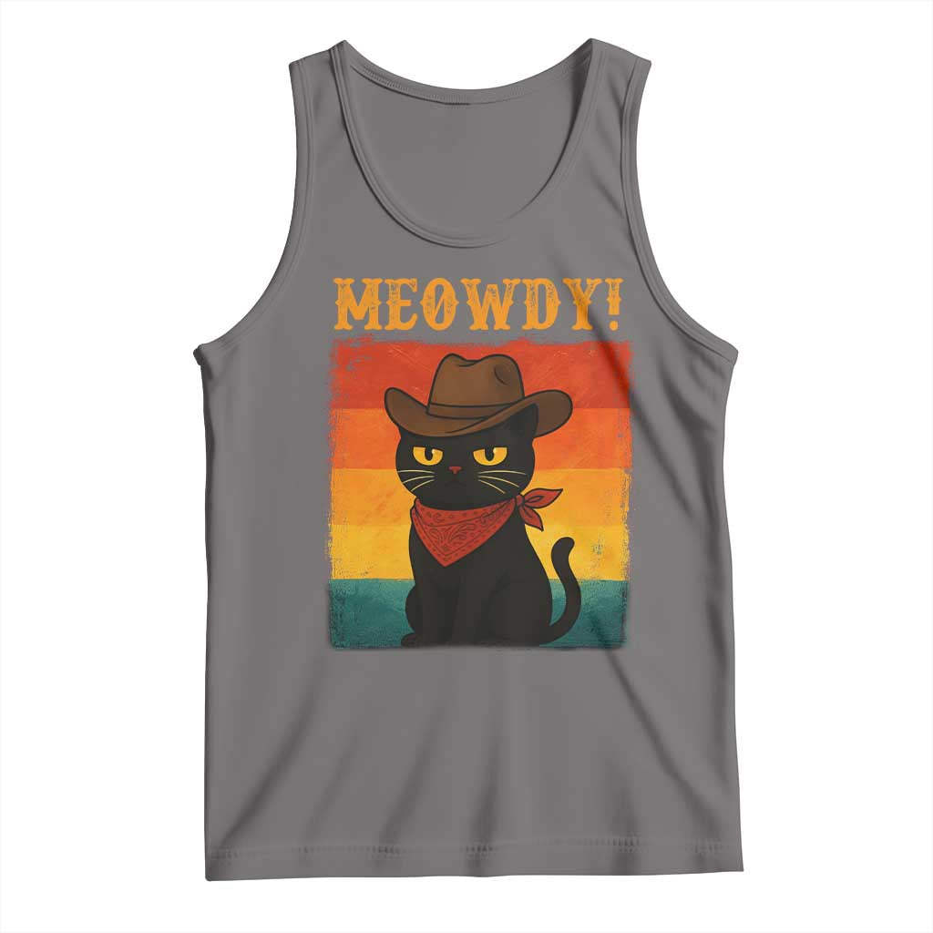 Meowdy Cowboy Cat Tank Top Cute Black Kitten Country Western TS14 Deep Heather Print Your Wear