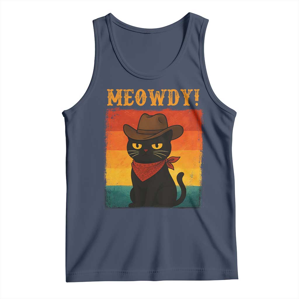 Meowdy Cowboy Cat Tank Top Cute Black Kitten Country Western TS14 Navy Print Your Wear