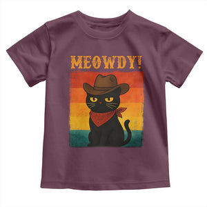 Meowdy Cowboy Cat Toddler T Shirt Cute Black Kitten Country Western TS14 Maroon Print Your Wear