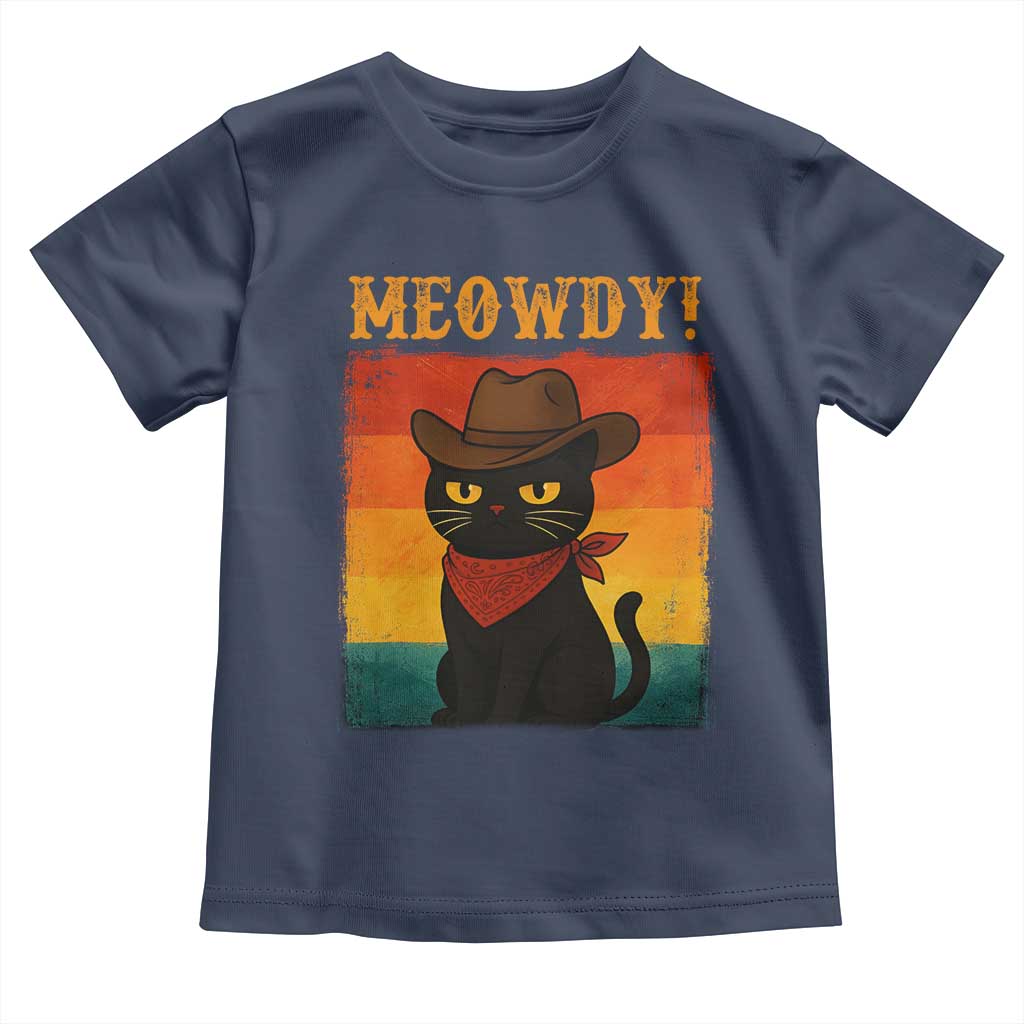 Meowdy Cowboy Cat Toddler T Shirt Cute Black Kitten Country Western TS14 Navy Print Your Wear