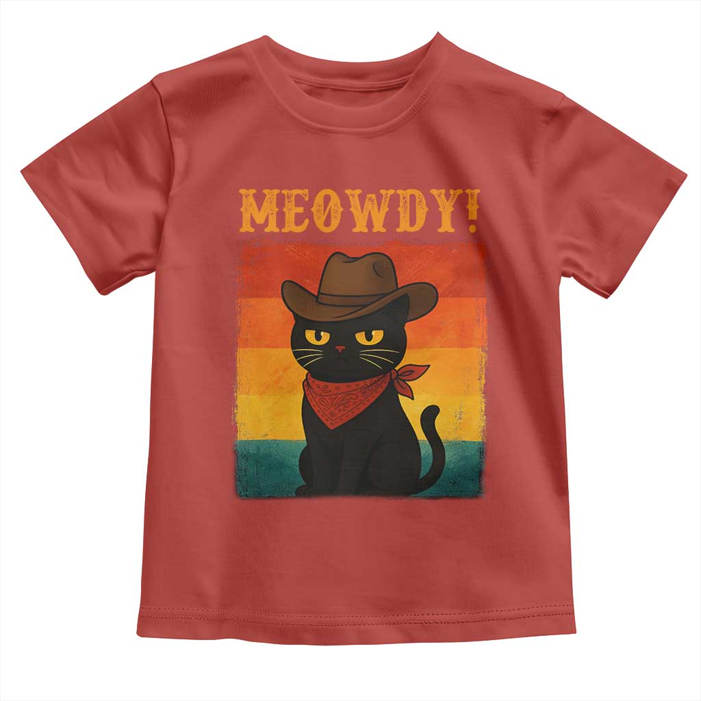Meowdy Cowboy Cat Toddler T Shirt Cute Black Kitten Country Western TS14 Red Print Your Wear
