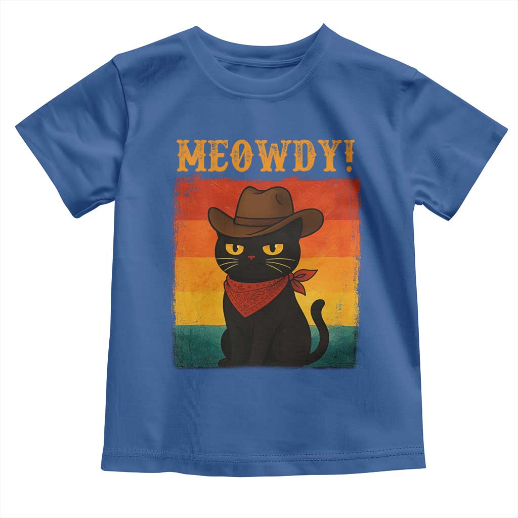 Meowdy Cowboy Cat Toddler T Shirt Cute Black Kitten Country Western TS14 Royal Blue Print Your Wear