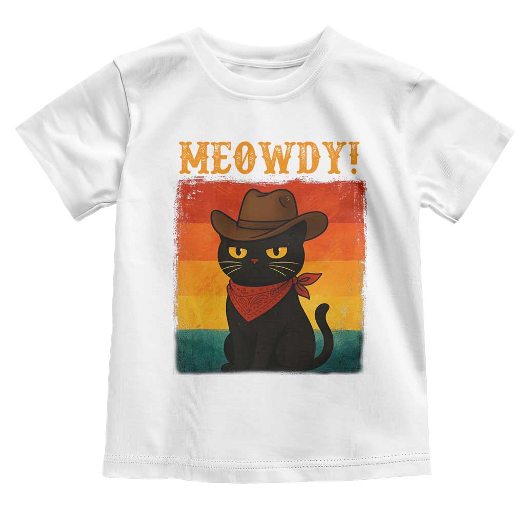 Meowdy Cowboy Cat Toddler T Shirt Cute Black Kitten Country Western TS14 White Print Your Wear