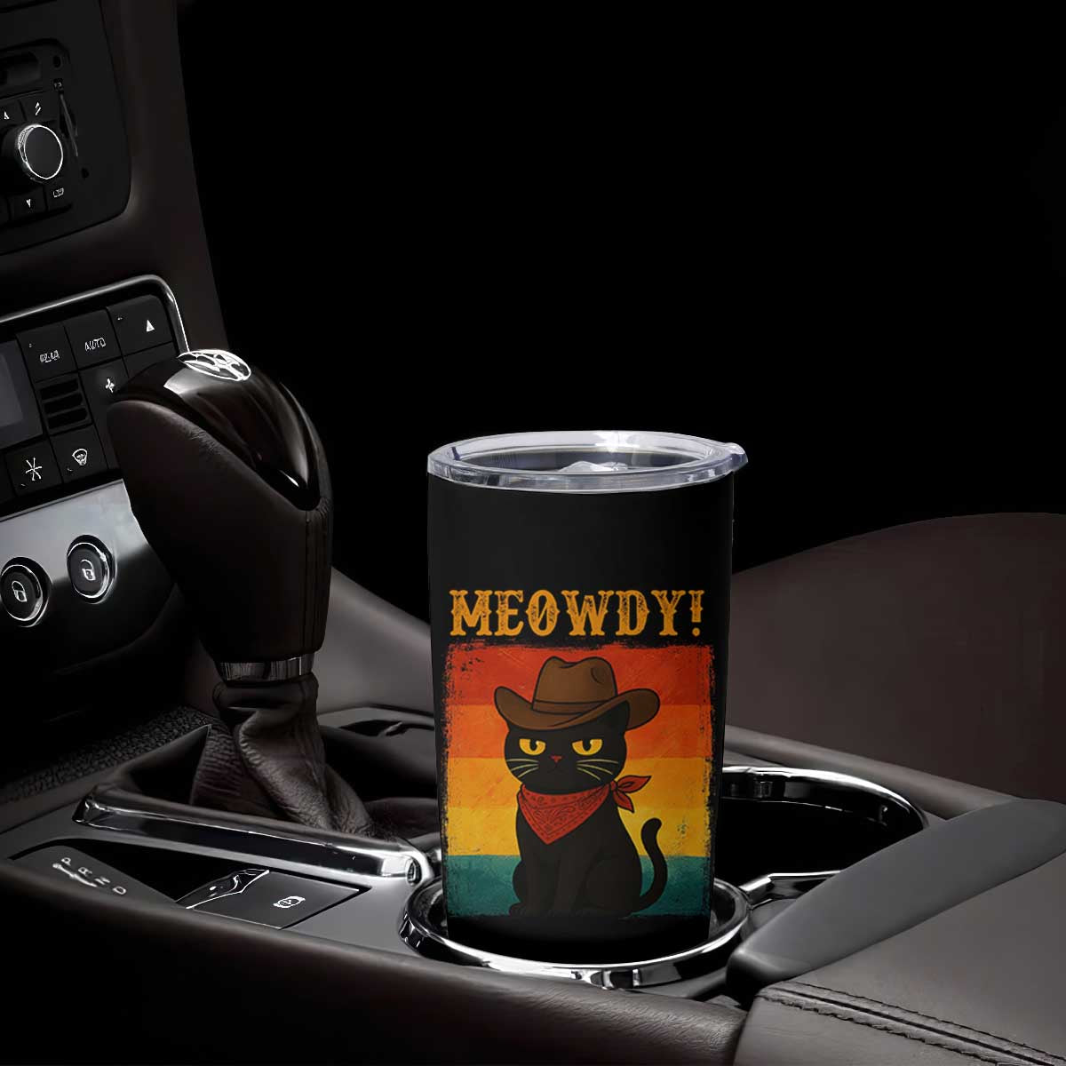 Meowdy Cowboy Cat Tumbler Cup Cute Black Kitten Country Western TS14 Print Your Wear