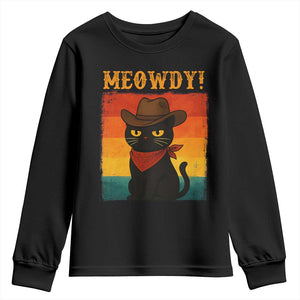 Meowdy Cowboy Cat Youth Sweatshirt Cute Black Kitten Country Western TS14 Black Print Your Wear
