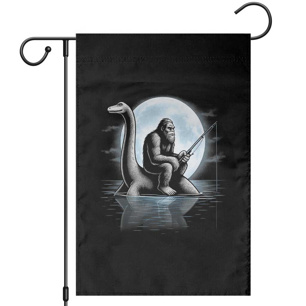 Funny Bigfoot Fishing Garden Flag Sasquatch Riding Nessie Cryptid Moon Night TS14 Black Print Your Wear