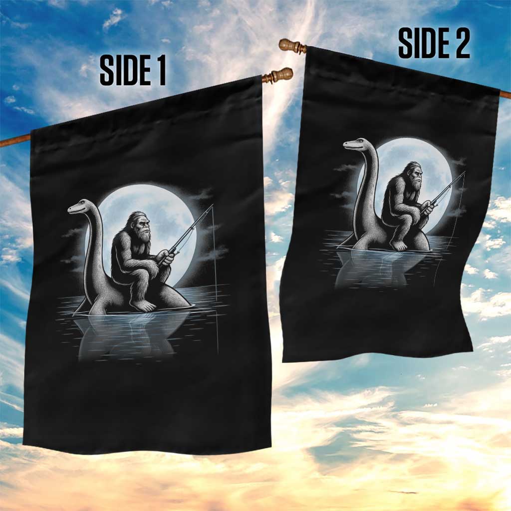 Funny Bigfoot Fishing Garden Flag Sasquatch Riding Nessie Cryptid Moon Night TS14 Print Your Wear