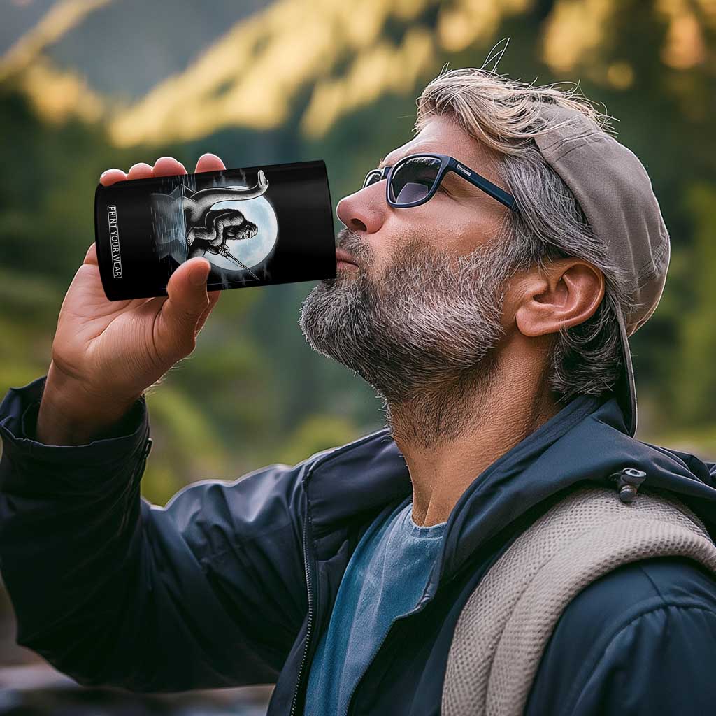 Funny Bigfoot Fishing 4 in 1 Can Cooler Tumbler Sasquatch Riding Nessie Cryptid Moon Night TS14 Print Your Wear