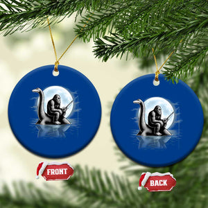 Funny Bigfoot Fishing Ceramic Ornament Sasquatch Riding Nessie Cryptid Moon Night TS14 1pc Blue Print Your Wear