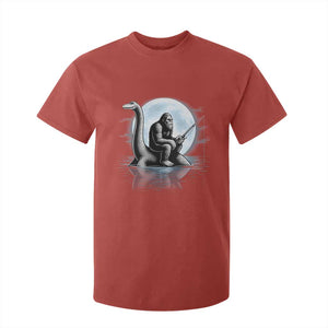 Funny Bigfoot Fishing T Shirt For Kid Sasquatch Riding Nessie Cryptid Moon Night TS14 Red Print Your Wear