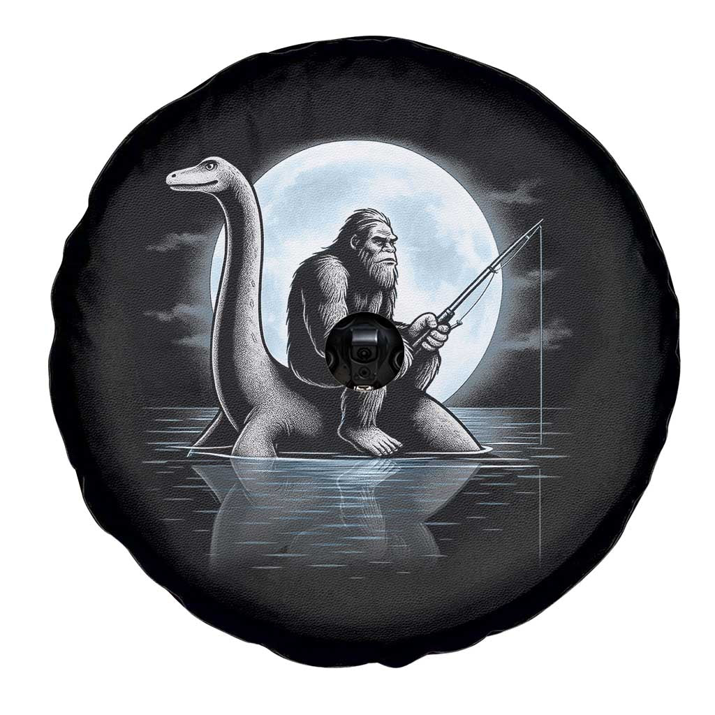 Funny Bigfoot Fishing Spare Tire Cover Sasquatch Riding Nessie Cryptid Moon Night TS14 Print Your Wear