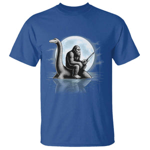 Funny Bigfoot Fishing T Shirt Sasquatch Riding Nessie Cryptid Moon Night TS14 Royal Blue Print Your Wear