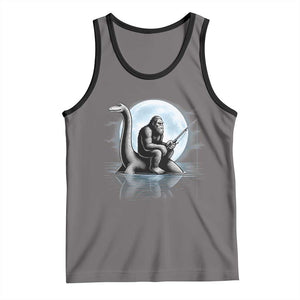 Funny Bigfoot Fishing Tank Top Sasquatch Riding Nessie Cryptid Moon Night TS14 Deep Heather Black Print Your Wear