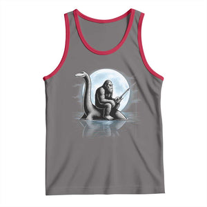 Funny Bigfoot Fishing Tank Top Sasquatch Riding Nessie Cryptid Moon Night TS14 Deep Heather Red Print Your Wear