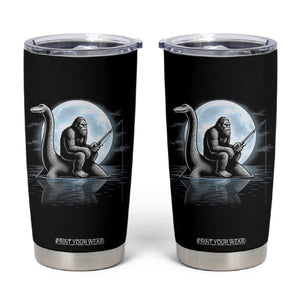 Funny Bigfoot Fishing Tumbler Cup Sasquatch Riding Nessie Cryptid Moon Night TS14 Black Print Your Wear
