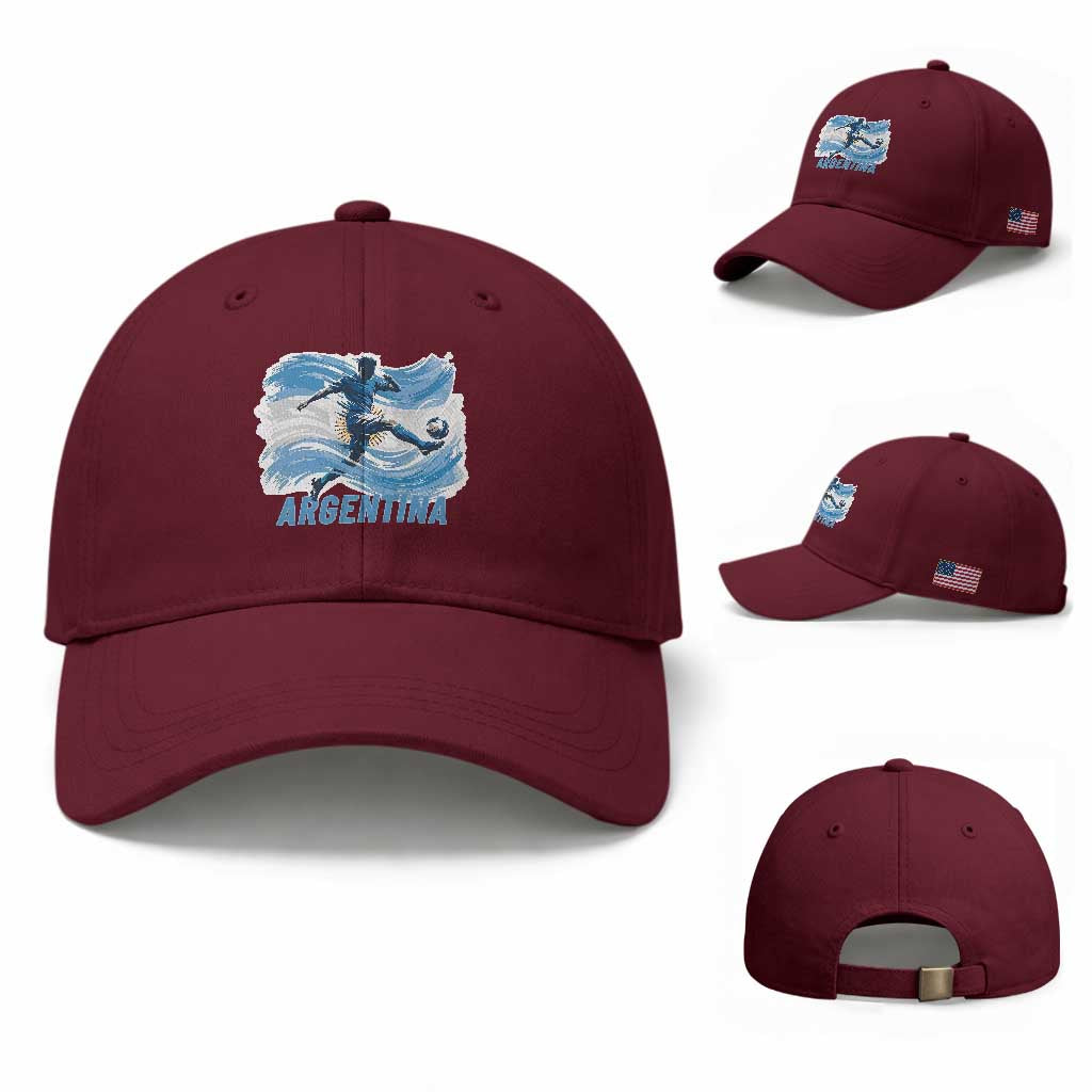 Argentina Soccer Fan Argentinian Flag Patriotic Sports Baseball Cap TS14 Baseball Cap Universal Fit Maroon Print Your Wear