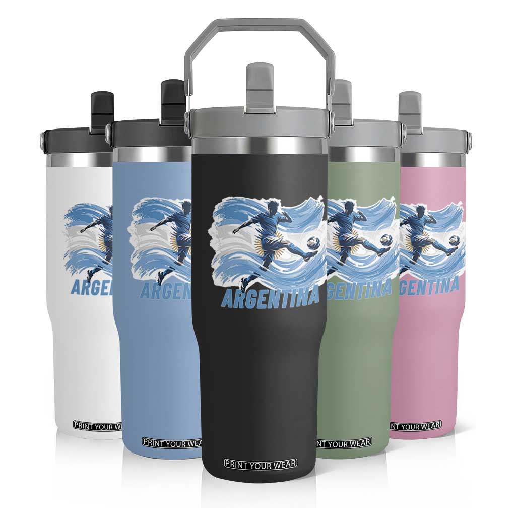 Argentina Soccer Fan Argentinian Flag Patriotic Sports Flip Straw Tumbler TS14 Print Your Wear