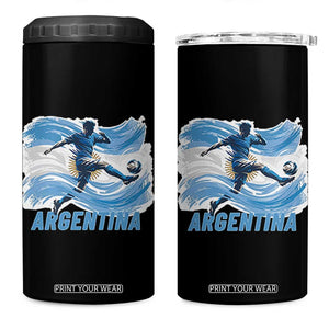 Argentina Soccer Fan Argentinian Flag Patriotic Sports 4 in 1 Can Cooler Tumbler TS14 One Size: 16 oz Black Print Your Wear