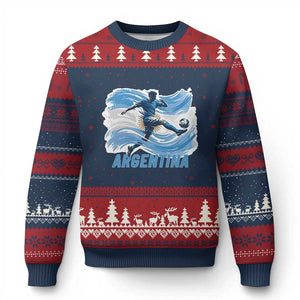 Argentina Soccer Fan Argentinian Flag Patriotic Sports Ugly Christmas Sweater TS14 Navy Red Print Your Wear