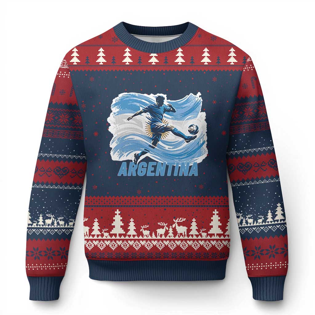 Argentina Soccer Fan Argentinian Flag Patriotic Sports Ugly Christmas Sweater TS14 Navy Red Print Your Wear