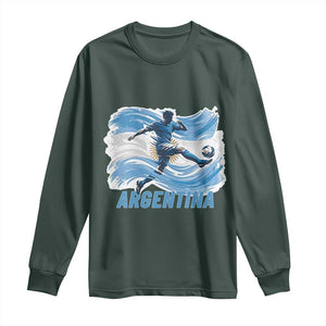 Argentina Soccer Fan Argentinian Flag Patriotic Sports Long Sleeve Shirt TS14 Dark Forest Green Print Your Wear