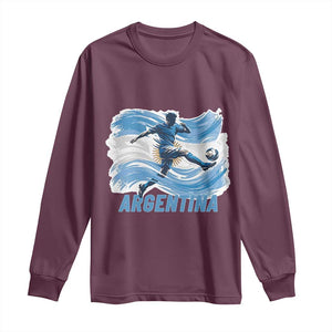 Argentina Soccer Fan Argentinian Flag Patriotic Sports Long Sleeve Shirt TS14 Maroon Print Your Wear