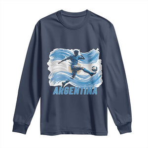 Argentina Soccer Fan Argentinian Flag Patriotic Sports Long Sleeve Shirt TS14 Navy Print Your Wear
