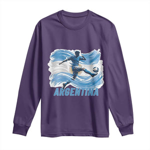 Argentina Soccer Fan Argentinian Flag Patriotic Sports Long Sleeve Shirt TS14 Purple Print Your Wear
