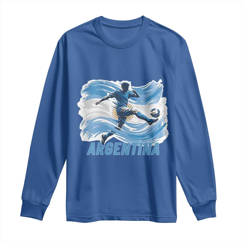 Argentina Soccer Fan Argentinian Flag Patriotic Sports Long Sleeve Shirt TS14 Royal Blue Print Your Wear