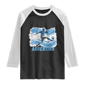 Argentina Soccer Fan Argentinian Flag Patriotic Sports Raglan Shirt TS14 Black White Print Your Wear