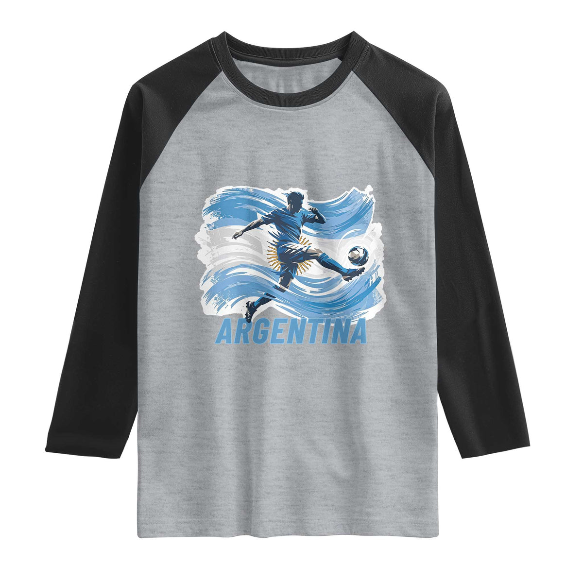 Argentina Soccer Fan Argentinian Flag Patriotic Sports Raglan Shirt TS14 Heather Gray Black Print Your Wear