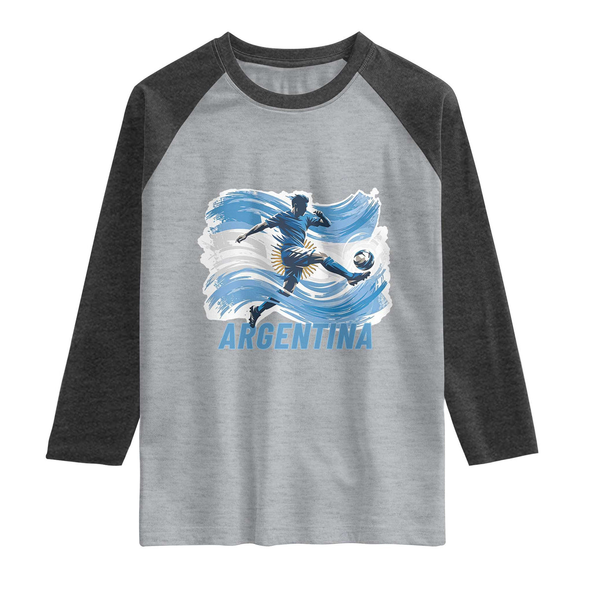 Argentina Soccer Fan Argentinian Flag Patriotic Sports Raglan Shirt TS14 Heather Gray Heather Charcoal Print Your Wear