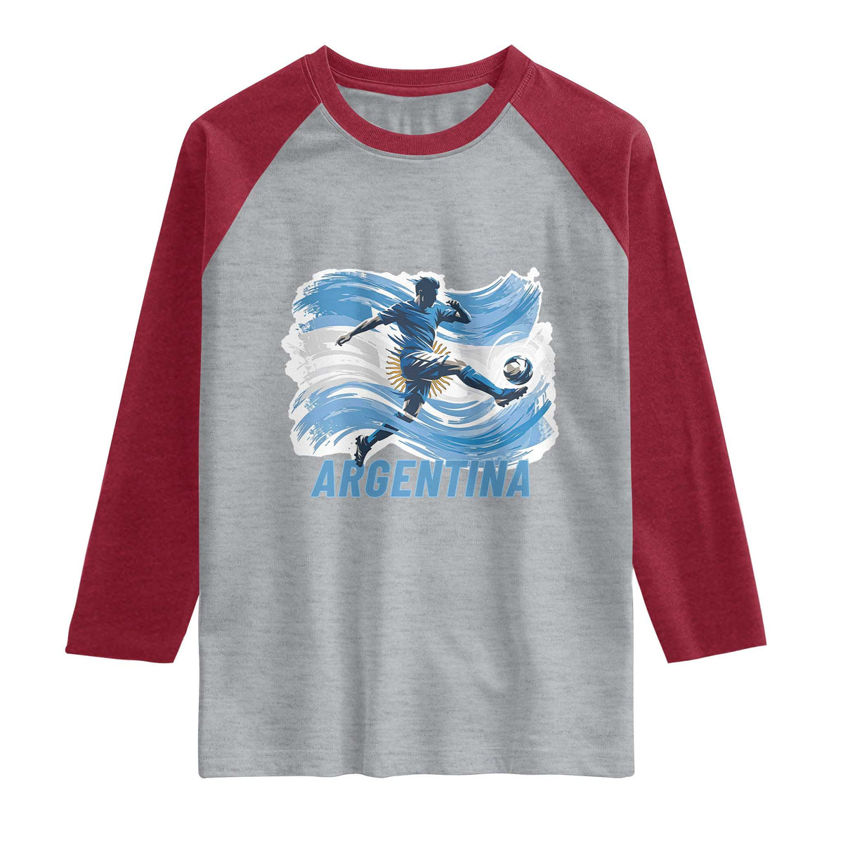 Argentina Soccer Fan Argentinian Flag Patriotic Sports Raglan Shirt TS14 Heather Gray Heather Red Print Your Wear