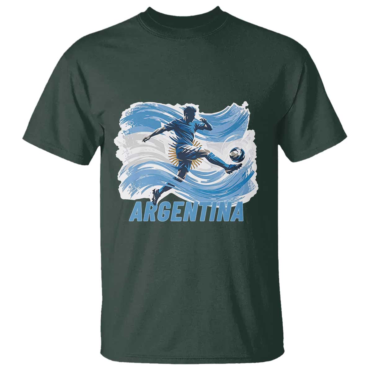 Argentina Soccer Fan Argentinian Flag Patriotic Sports T Shirt TS14 Dark Forest Green Print Your Wear