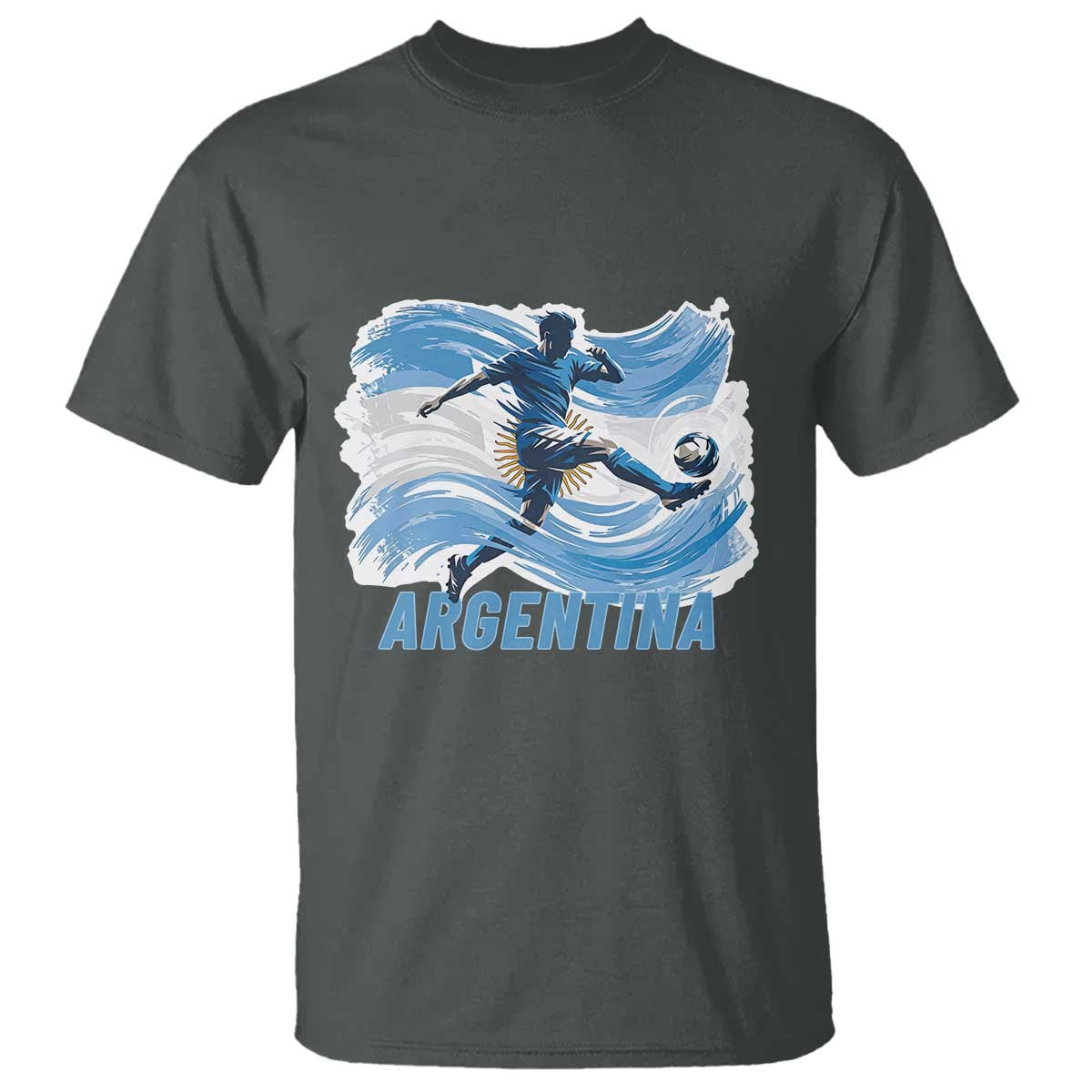 Argentina Soccer Fan Argentinian Flag Patriotic Sports T Shirt TS14 Dark Heather Print Your Wear